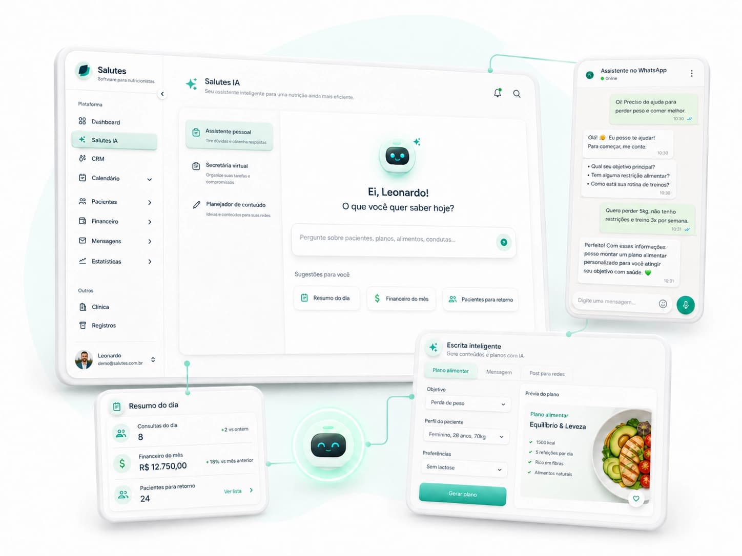 Salutes IA com assistente pessoal, assistente no WhatsApp e escrita inteligente